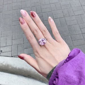 White gold plated 10ca. carbon diamond ring,size 5